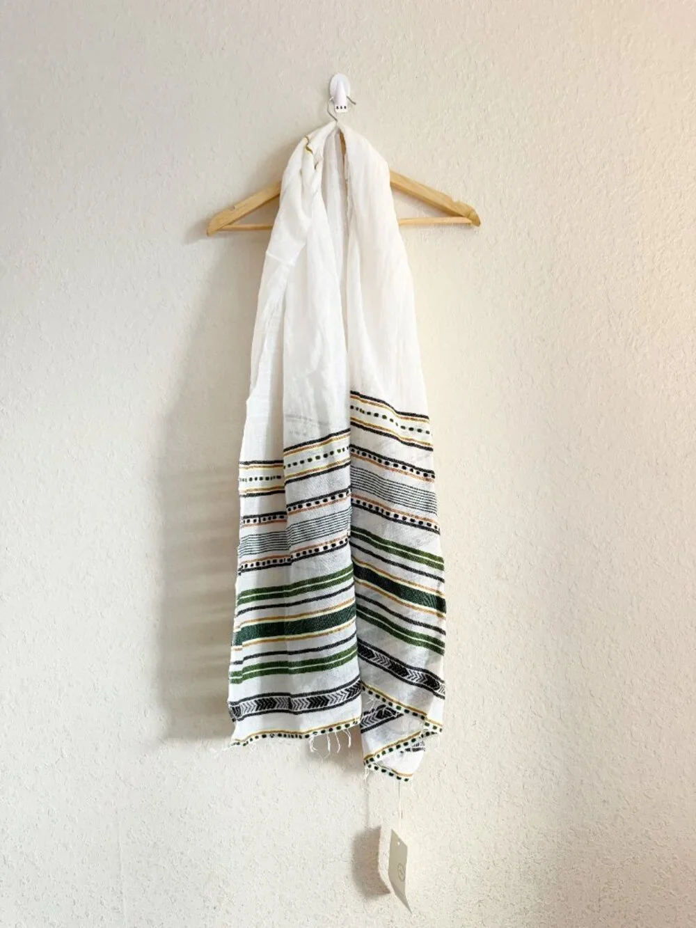 Lemlem One and Only Stripe Green Printed Scarf